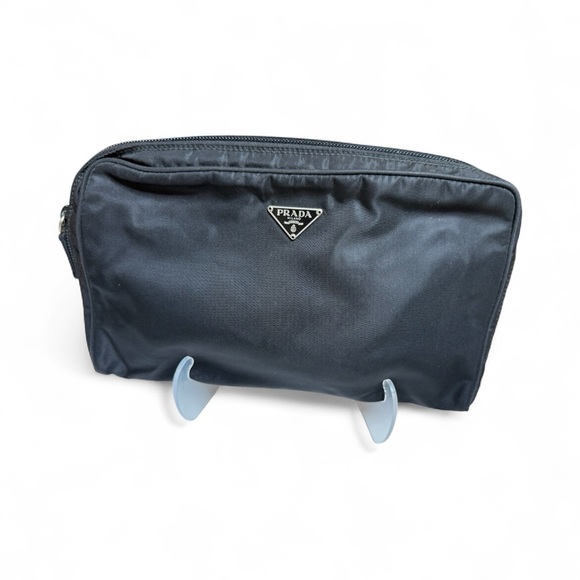 Prada Nylon Pouch Cosmetic Case Black Made in Italy - Picture 1 of 11
